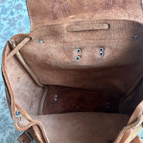 Brown Tooled Leather Backpack - Picture 4 of 7